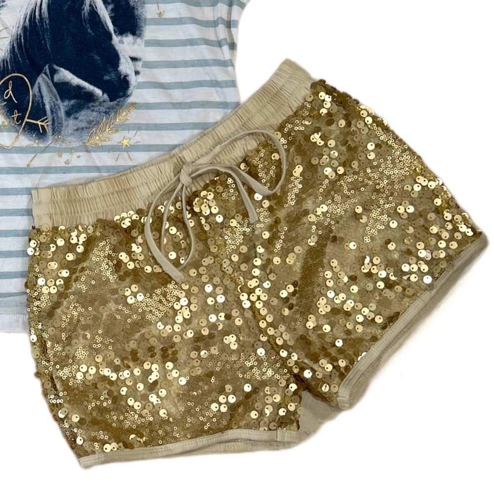 Joyfolie Mia Joy Angelica Shorts in Gold Girls Size 8 NWT